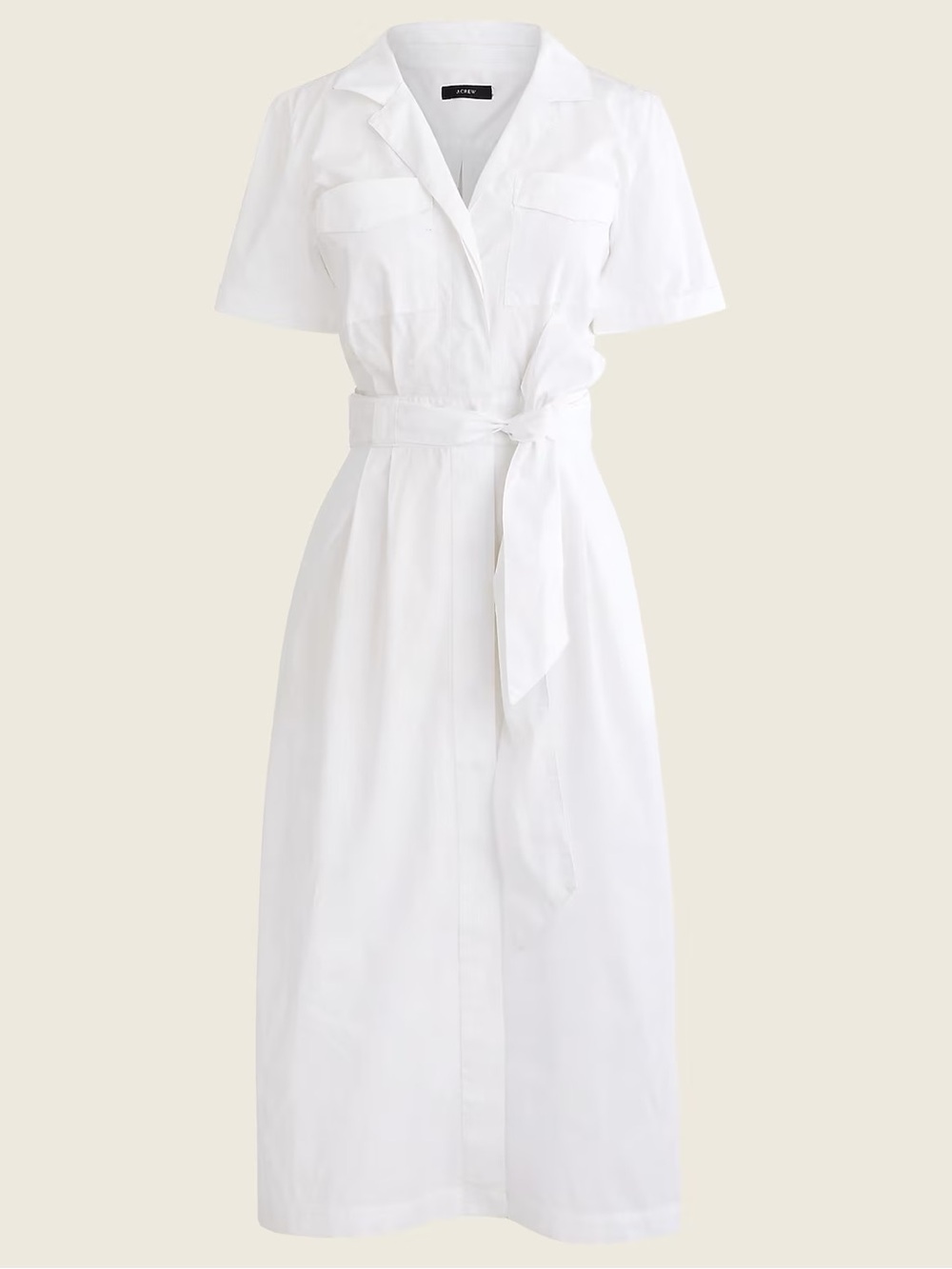 J. Crew Patch Pocket Cotton Poplin Shirt Dress White NEW Size 6 Midi Coastal